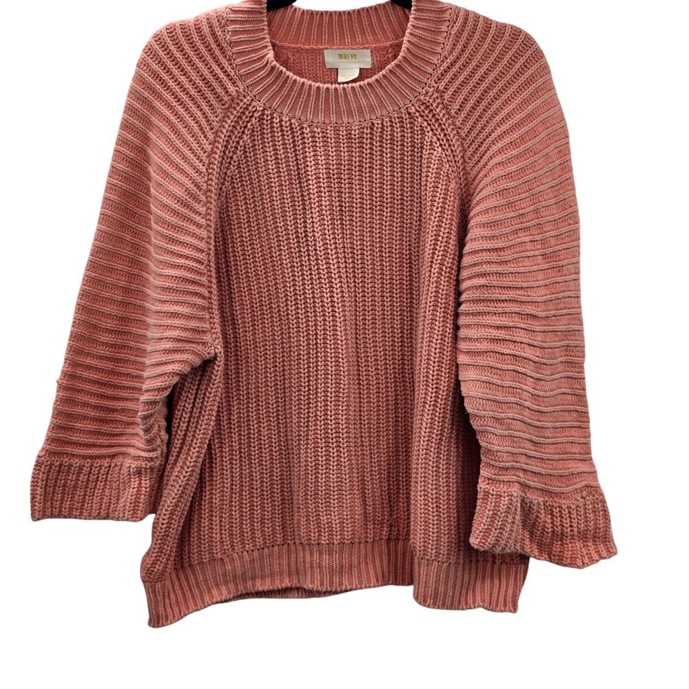 Maeve Anthropologie Sweater Womens Medium Pink Chunky Ribbed Knit Pullover Warm